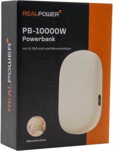 RealPower Powerbank PB-10000W,10000 mAh,beige,Wärmefunktion 2