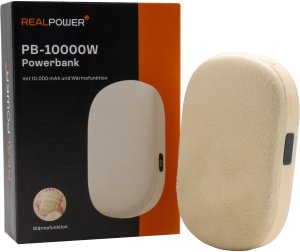 RealPower Powerbank PB-10000W,10000 mAh,beige,Wärmefunktion 3
