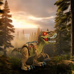 Dinozaur Sterowany Pilotem Dla Dzieci T-Rex Rc Chodzi Ryczy Tańczy Led 3