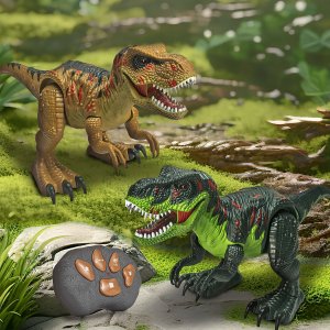 Dinozaur Sterowany Pilotem Dla Dzieci T-Rex Rc Chodzi Ryczy Tańczy Led 4