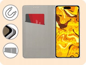 ETUI Z KLAPKĄ DO APPLE IPHONE 13 / 14 GRANATOWE ZAMYKANE MAGNETYCZNE KABURA 3