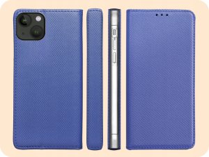 ETUI Z KLAPKĄ DO APPLE IPHONE 13 / 14 GRANATOWE ZAMYKANE MAGNETYCZNE KABURA 6
