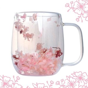 Szklanka termiczna z hortensją w środku, blady róż 400 ml 1szt SZK128 1