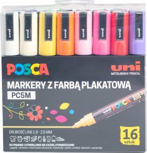 Uni Mitsubishi Pencil Markery plakatowe PC-5M 16 kolorów POSCA UNI 2
