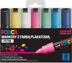 Uni Mitsubishi Pencil Markery plakatowe PC-7M 8 kolorów POSCA UNI 3