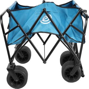 WÓZEK TURYSTYCZNO PLAŻOWY DELUXE SKŁADANY 66x48x90CM Z UCHWYTEM NIEBIESKI 3