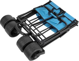 WÓZEK TURYSTYCZNO PLAŻOWY DELUXE SKŁADANY 66x48x90CM Z UCHWYTEM NIEBIESKI 5