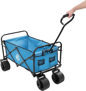 WÓZEK TURYSTYCZNO PLAŻOWY DELUXE SKŁADANY 66x48x90CM Z UCHWYTEM NIEBIESKI 7
