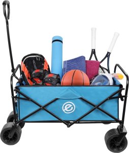 WÓZEK TURYSTYCZNO PLAŻOWY DELUXE SKŁADANY 66x48x90CM Z UCHWYTEM NIEBIESKI 8