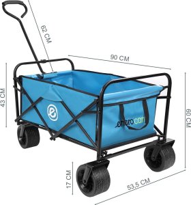 WÓZEK TURYSTYCZNO PLAŻOWY DELUXE SKŁADANY 66x48x90CM Z UCHWYTEM NIEBIESKI 9