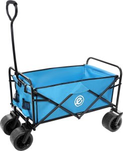 WÓZEK TURYSTYCZNO PLAŻOWY DELUXE SKŁADANY 66x48x90CM Z UCHWYTEM NIEBIESKI 10