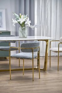 Stół CLEMENTE 160x90 biały marmur/złoty HALMAR 11