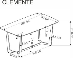 Stół CLEMENTE 160x90 biały marmur/złoty HALMAR 13