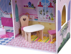 Jokomisiada Duży Ażurowy Domek drewniany dla lalek + Winda Garaż Balkon Meble ZA5388 10