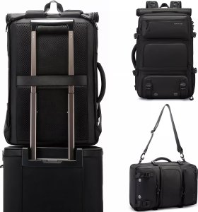 Plecak Antykradzieżowy wodoodporny Bange 30L miejski podróżny 51x32x20 cm do pracy samolotu męski damski z zamkiem szyfrowym i odpinaną saszetką Czarny 2