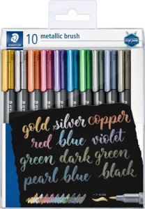 Flamaster pędzelkowy Metallic brush do Bullet Journal miks 10 kol Staedtler 1