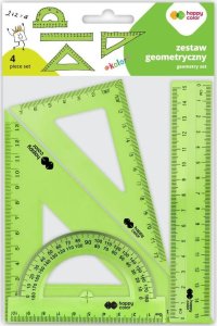 Zestaw geometryczny 4 elementy linijka 15cm 2 ekierki 60* 45* kątomierz 180 1