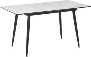 Stół do jadalni EFTALIA 120/150 cm 80 cm Efekt marmuru Biały 1