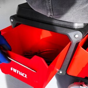 AMiO Krzesło warsztatowe na kółkach ze schowkiem na narzędzia 150kg amio-04268 3
