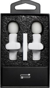 Mikrofon krawatowy bezprzewodowy Lightning podwójny z długim włosiem (2 w zestawie) K1 biały 3