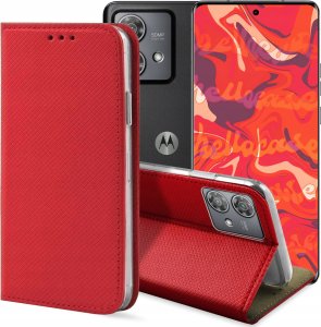 ETUI Z KLAPKĄ DO MOTOROLA EDGE 40 NEO CZERWONE MAGNETYCZNE CASE KABURA 1