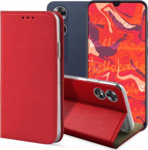 ETUI Z KLAPKĄ DO OPPO A17 CZERWONE ZAMYKANE MAGNETYCZNE OCHRONNE KABURA 1