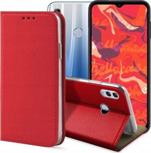 ETUI Z KLAPKĄ DO HUAWEI P SMART 2019 / HONOR 10 LITE CZERWONE MAGNETYCZNE 1