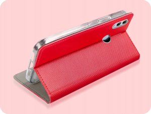 ETUI Z KLAPKĄ DO HUAWEI P SMART 2019 / HONOR 10 LITE CZERWONE MAGNETYCZNE 5