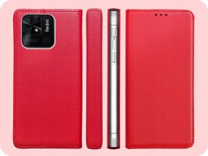 ETUI Z KLAPKĄ DO XIAOMI REDMI 10C / 12C CZERWONE MAGNETYCZNE CASE KABURA 6