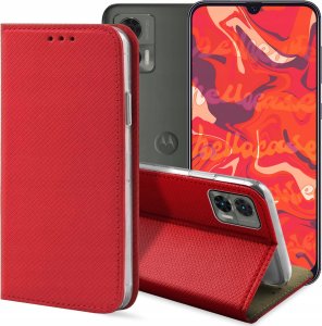ETUI Z KLAPKĄ DO MOTOROLA EDGE 30 LITE / 30 NEO CZERWONE ZAMYKANE KABURA 1