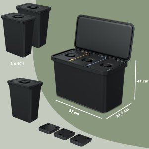 3x Kosz do sortowania na śmieci 10l Pojemnik do segregacji odpadów 3