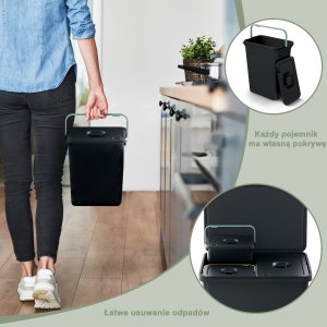 3x Kosz do sortowania na śmieci 10l Pojemnik do segregacji odpadów 4