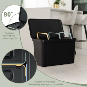 3x Kosz do sortowania na śmieci 10l Pojemnik do segregacji odpadów 6