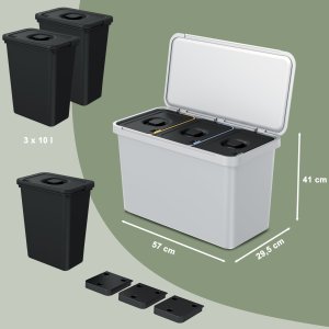 3x Kosz do sortowania na śmieci 10l Pojemnik do segregacji odpadów 3