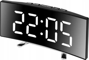BUDZIK Zegar Z Alarmem Cyfrowy LUSTRO LED Termometr Elektroniczny 6507 1