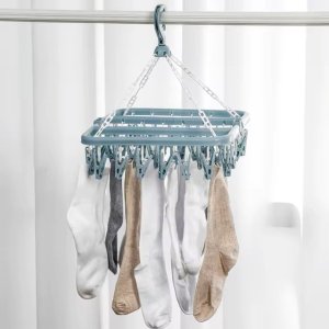 SKŁADANA SUSZARKA NA SKARPETKI BIELIZNĘ UBRANIA WIESZAK 32 KLIPSY ZESTAW 2