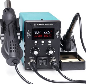 Zestaw Stacja Lutownicza 2w1 Hot-Air Grotowa Techrebal 8586 + Akcesoria 13