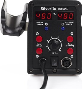 Stacja Lutownicza 2w1 Hot-Air Silverflo 8586D II Zszywacz Plastiku But 6x Spoiwa 3