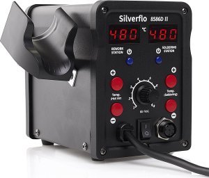 Stacja Lutownicza 2w1 Hot-Air Silverflo 8586D II Zszywacz Plastiku But 6x Spoiwa 5