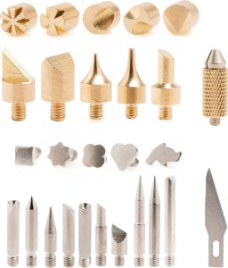 Wypalarka do drewna 2 Kolby Druty Yihua 939D-II Szablony Groty Zestaw 10