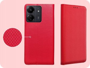 ETUI Z KLAPKĄ DO XIAOMI REDMI 13C 4G / 13C 5G / POCO C65 CZERWONE ZAMYKANE 4