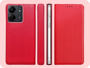 ETUI Z KLAPKĄ DO XIAOMI REDMI 13C 4G / 13C 5G / POCO C65 CZERWONE ZAMYKANE 6