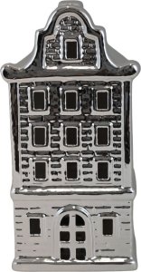 Ceramiczna ozdoba Kamieniczka LED świecąca srebrna duża 20 cm 1
