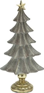 Figurka świąteczna Choinka szaro-złota 22cm 1