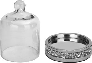 Patera dekoracyjna 17 cm ze szklanym kloszem srebrna 131266 4