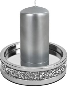 Patera dekoracyjna 17 cm ze szklanym kloszem srebrna 131266 5