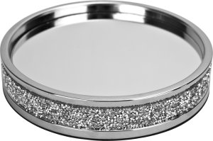 Patera dekoracyjna 28 cm ze szklanym kloszem srebrna 131265 4