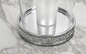 Patera dekoracyjna 28 cm ze szklanym kloszem srebrna 131265 5