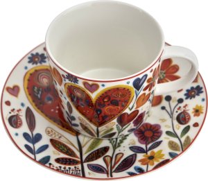 Filiżanka porcelanowa 220 ml + spodek Kolorowe Serca 4 2