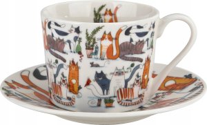 Filiżanka porcelanowa 230 ml + spodek Leniwe Koty 1